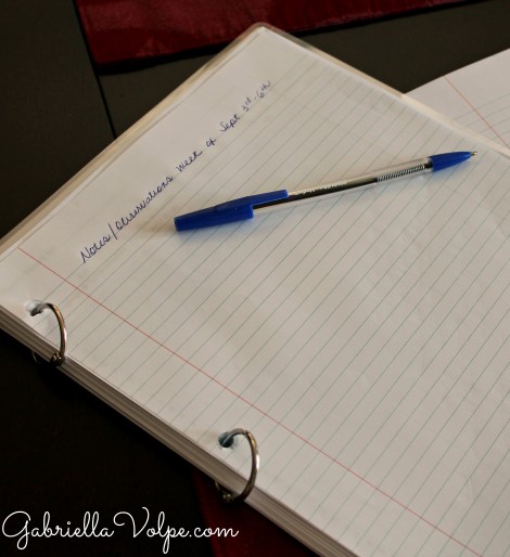 notes and observations sheet in planner