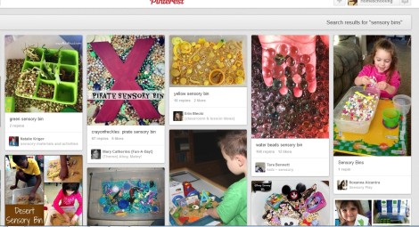 Sensory bins pinterest screenshot