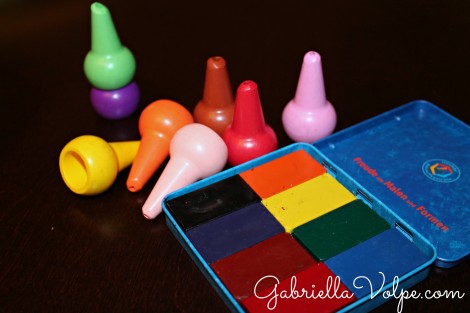 These are differently-shaped crayons that are somewhat easier to hold in the hand.
