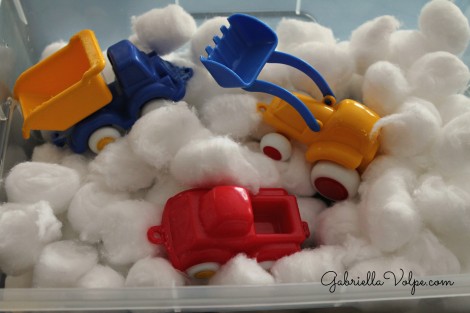 winter themed sensory bin for child with special needs