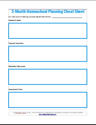 3 Month Homeschool Planning Cheat Sheet