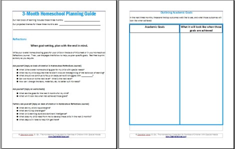 3 Month Homeschool Planning Worksheets 2 and 3