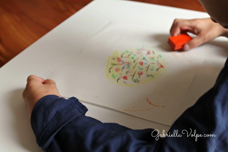 Drawing with block crayons