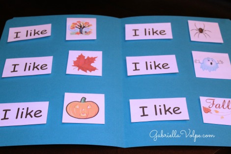 Caption: Even though my son isn’t reading aloud, I’m certain that as we read this rebus text together he is saying it right along with me in his head. He allows me to use his pointer finger to point to each word and image.He is already familiar with the ASL sign for “like”, so I also sign the words after we say them. Eventually, I don’t sign, but just read.